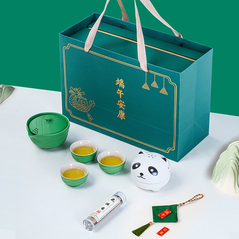 广西创意商务礼品！壮族铜鼓手工陶艺茶具8件套装，送礼太有面了！