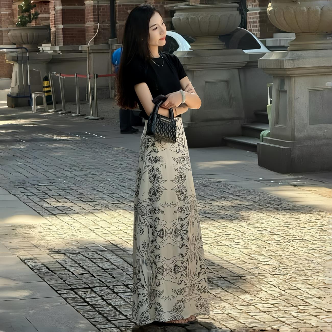 素衣彼时3521夏新女士法式高腰碎花半身裙：优雅变身，轻松驾驭法式风情
