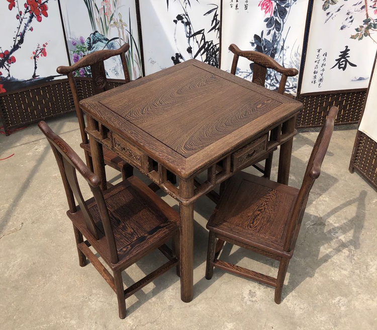 中式实木餐桌椅组合：黄金梨木打造现代小户型餐厅新风尚！️