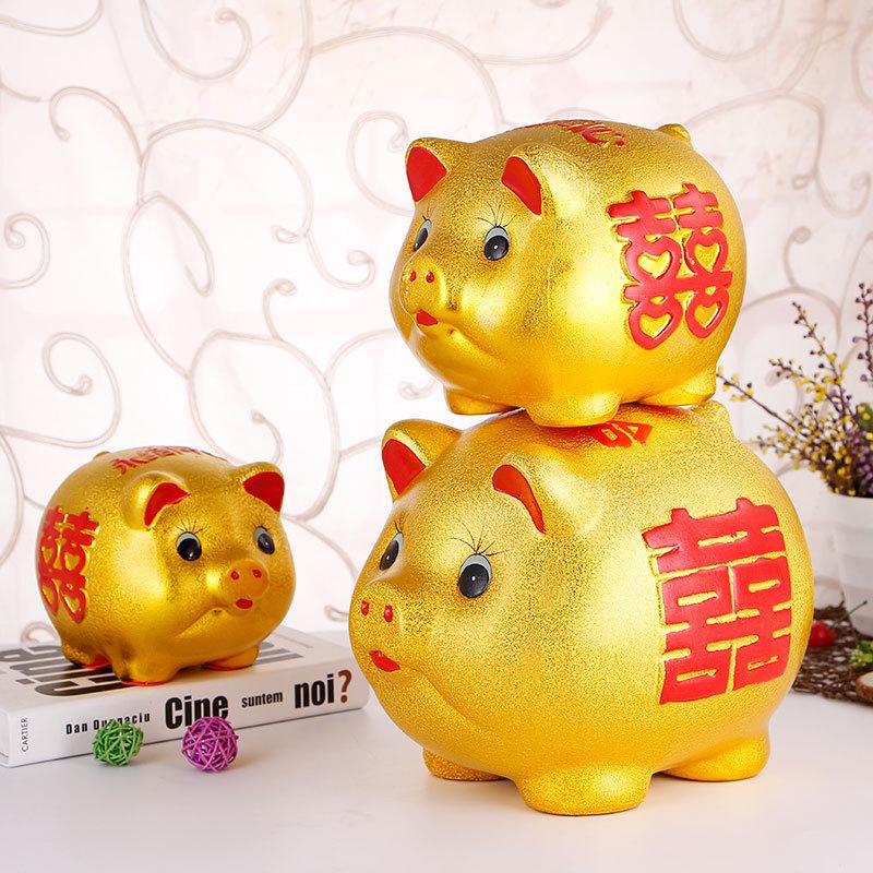 结婚金猪存钱罐：婚庆聘礼新宠，双囍猪创意礼品引领潮流！