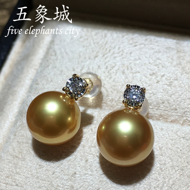 天然南洋金珠王妃款耳钉：戴妃同款，点亮你的优雅魅力！