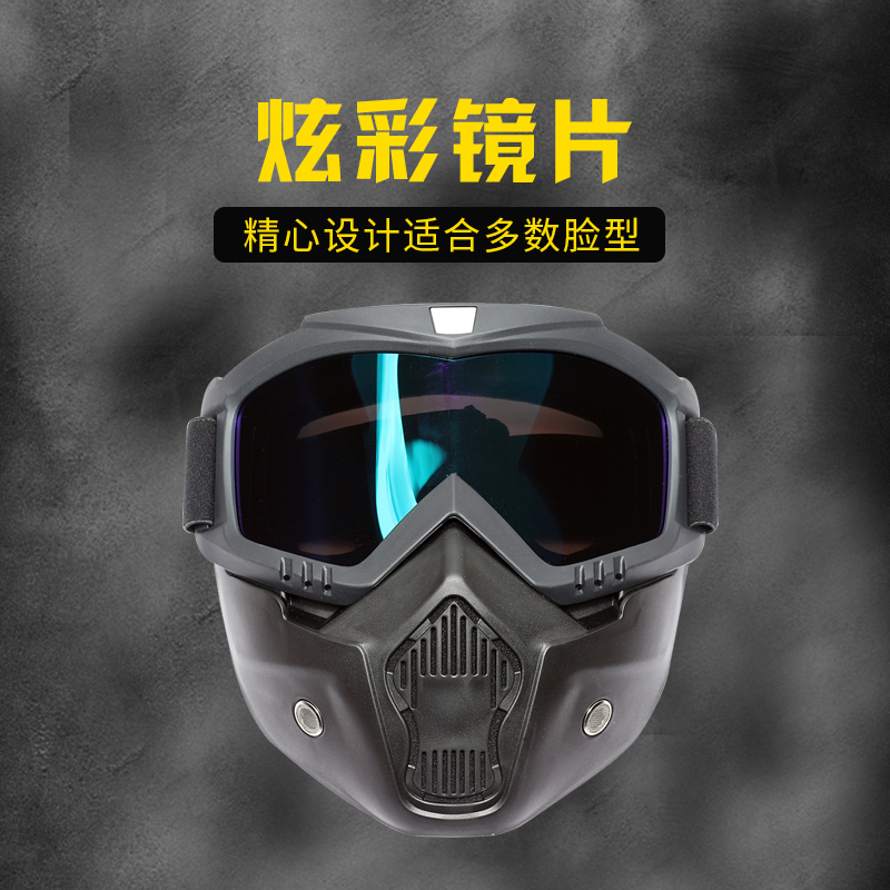 全脸防风防尘面具+高清透明防雾护目眼镜=骑行/电焊的最佳搭档！️