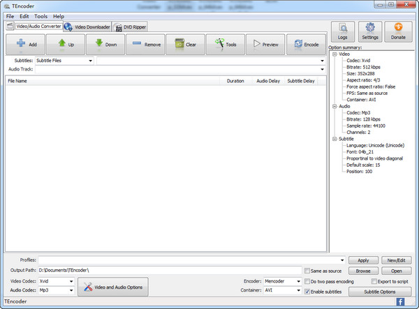 多线程视频编码软件(TEncoder)V4.5.8免费版