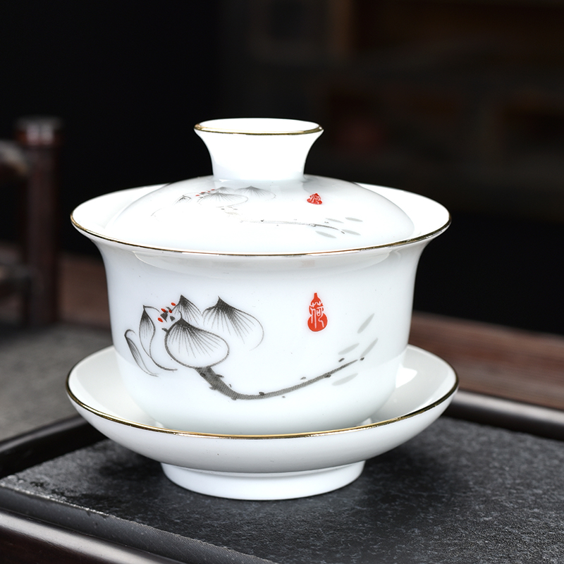 三才盖碗陶瓷敬茶杯：大号冲茶神器，办公家用必备！