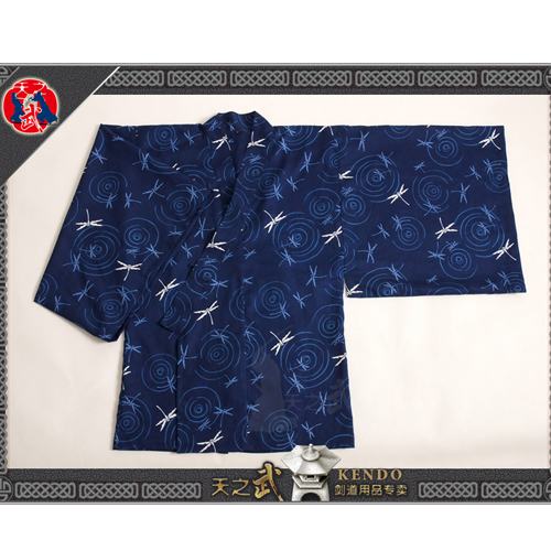 天之武水波胜虫：蓝底白蜻蜓武士居合服上衣，穿出你的日系轻盈风！