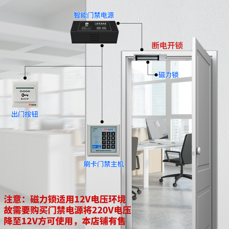 新嘉诚280kg单双门磁力锁ZL支架套餐：明暗装门禁电源电磁锁带反馈，安全升级新选择！