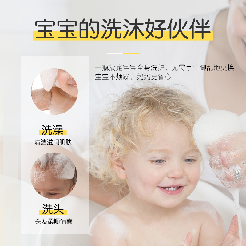 嘟嘟宝贝婴幼儿洗发沐浴三合一，宝宝洗澡新体验，妈妈省心又放心！✨