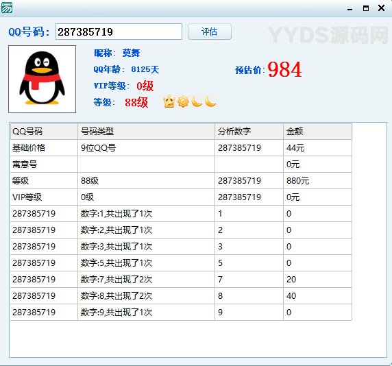 易语言QQ评估价值源码 仅供娱乐