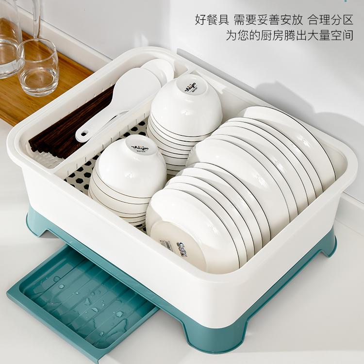 厨房神器大揭秘：碗筷收纳盒沥水碗柜带盖装餐具，拯救凌乱厨房！
