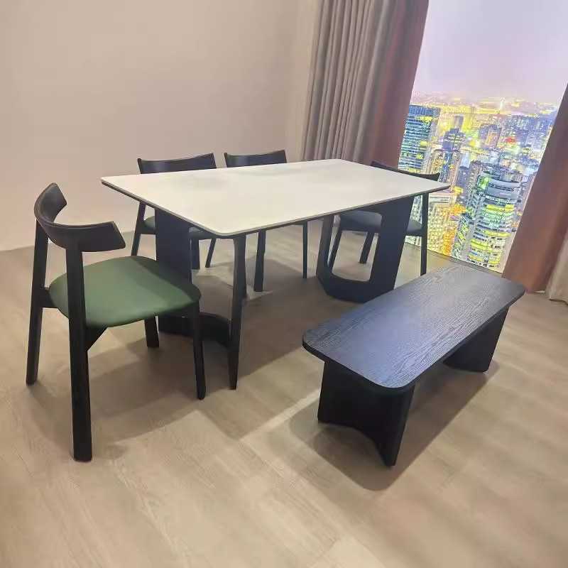 质感实木岩板餐桌：现代简约高档白蜡木，中古风新潮来袭，客厅升级必备！