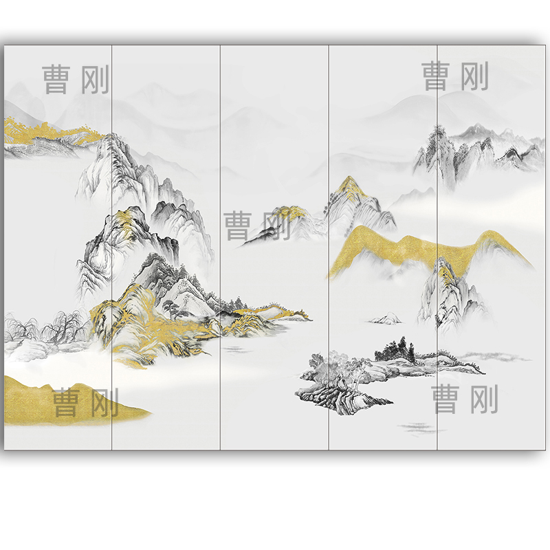 新中式山水画卧室背景墙：打造东方美学的梦幻空间✨