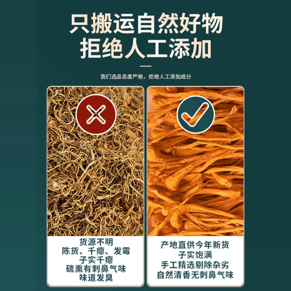虫草花干250克金蛹虫草菇孢子头：天然滋补，养生新宠！