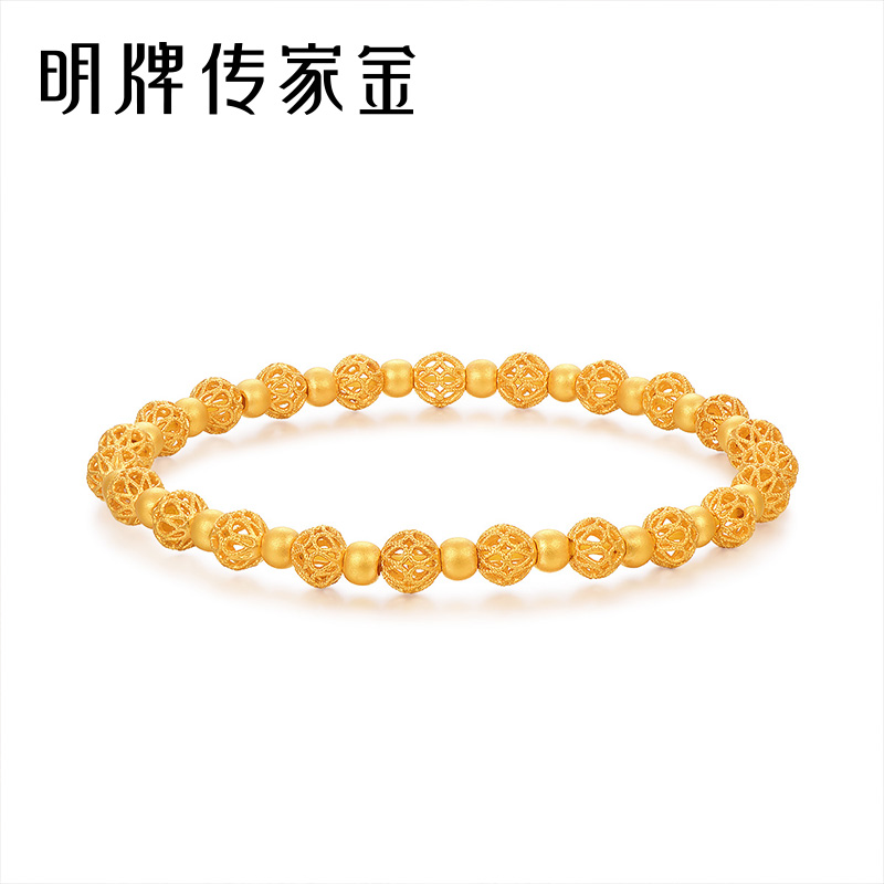 明牌珠宝古法黄金紫霞华光手链：女神必备，闪耀你的每个瞬间✨