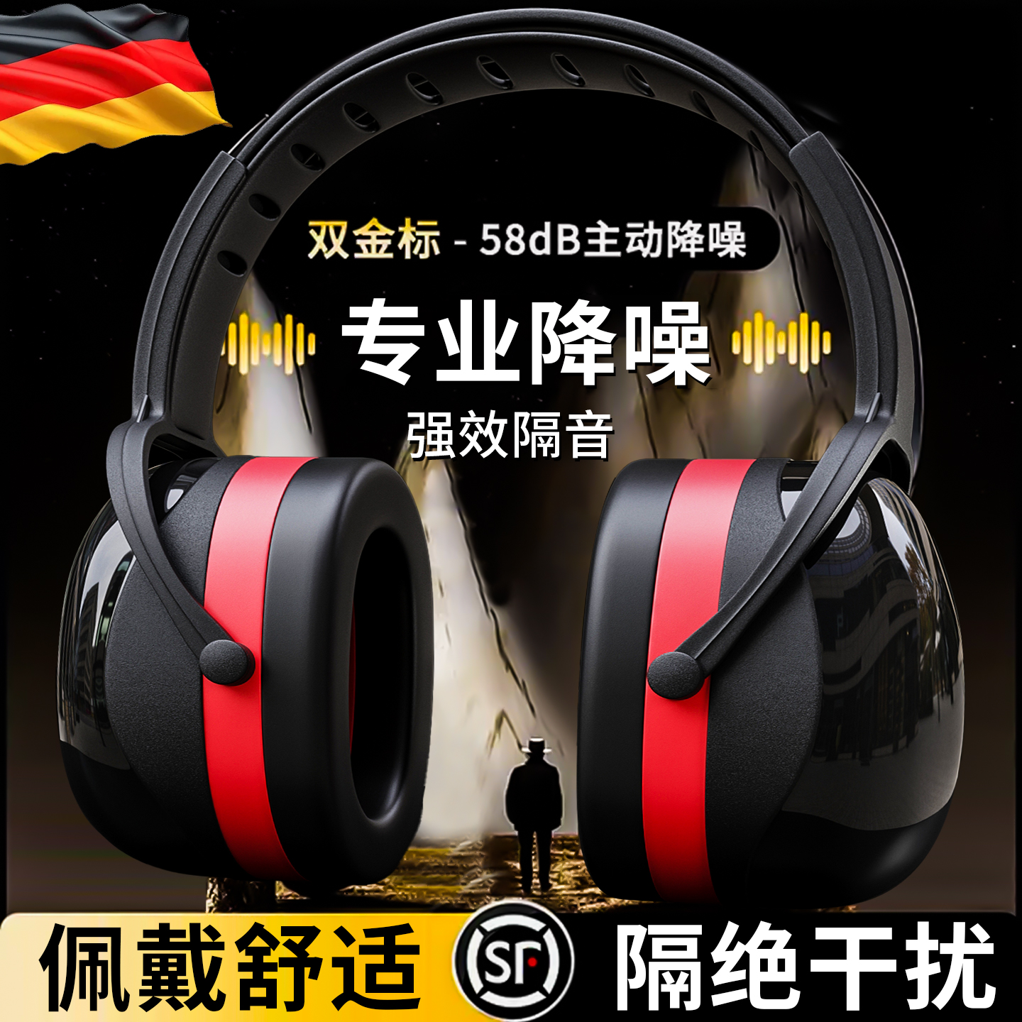 隔音耳罩：工业级超强效专业降噪，让你的睡眠、学习和工作无噪音干扰！