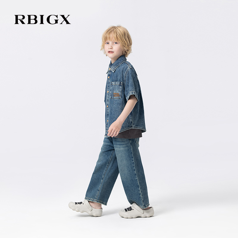 RBIGX瑞比克童装2025秋季新款男童牛仔衬衫，潮流宝贝必备！✨