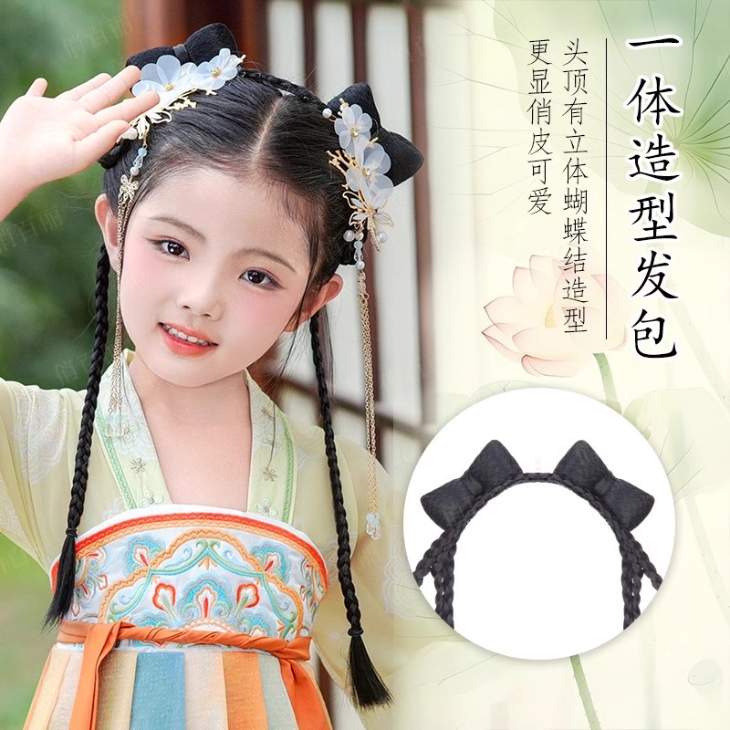 汉服假发一体式懒人发箍：古风盘发新风尚，轻松变身古装美人！