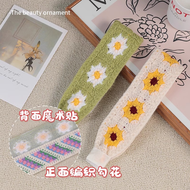 发带女高级感洋气时尚针织刺绣魔术贴女刘海碎发整理神器刘海发箍，美出新高度！