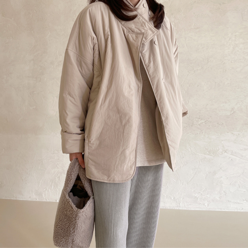 韩系设计感独特好看针织立领棉服外套女2024冬季新款胖mm显瘦棉衣，让你温暖又时髦！