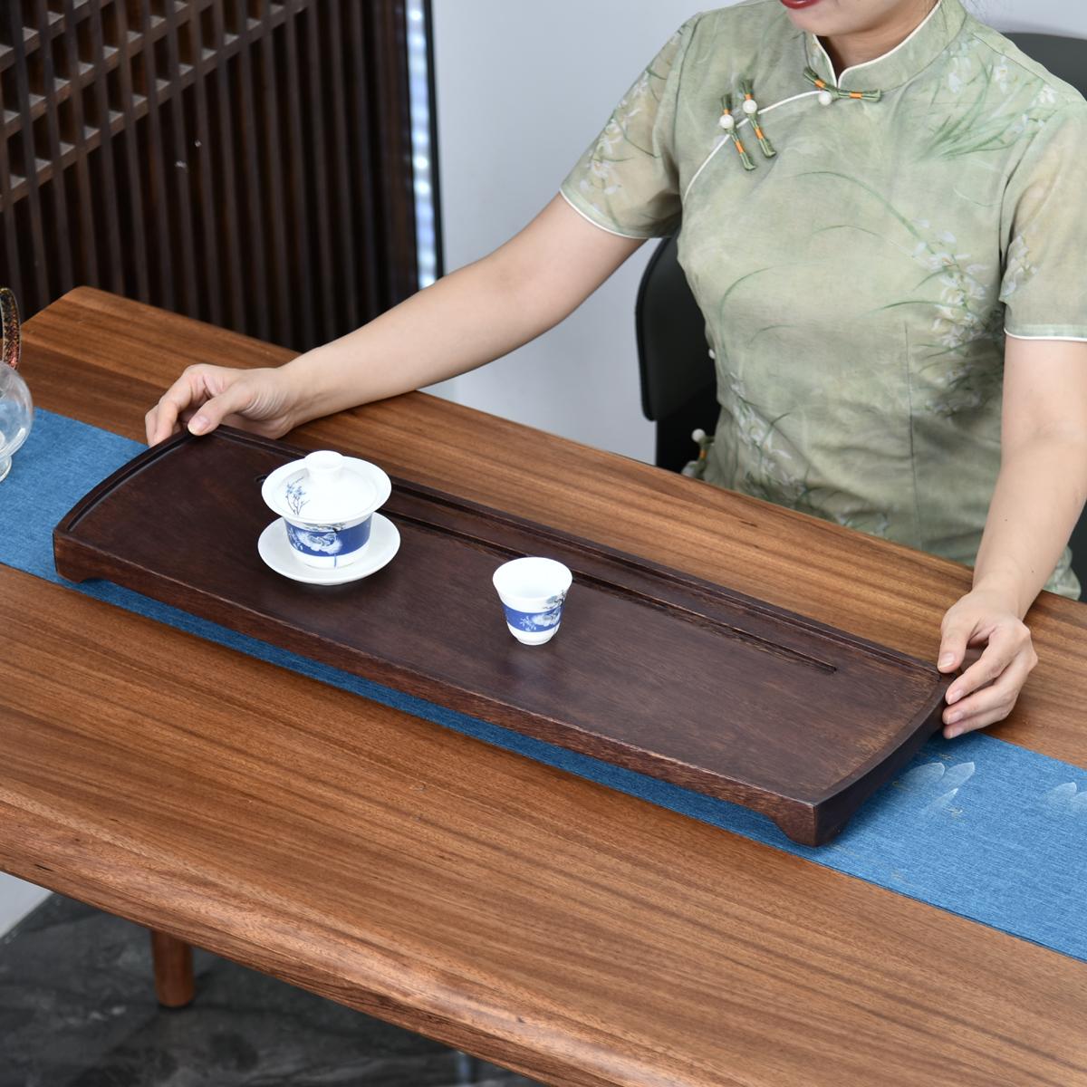 胡桃色排水式茶盘：复古与现代的完美融合，打造你的专属茶艺空间✨