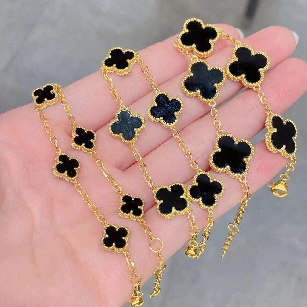 足金999纯金车花5G四叶草形手链，秋冬送女友礼物的不二之选！