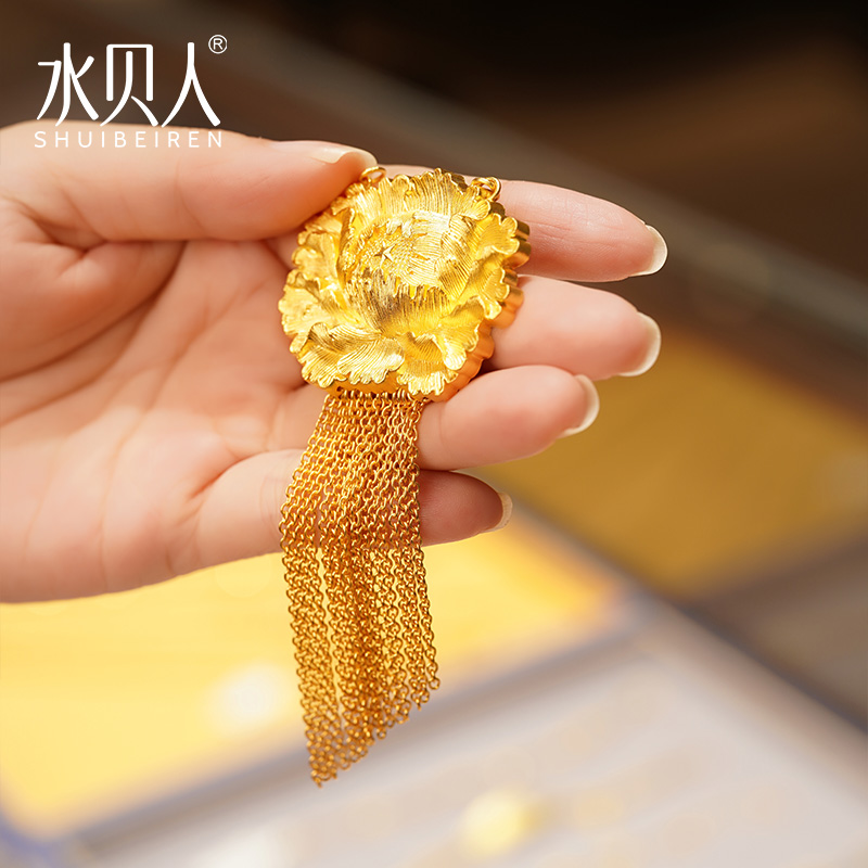 福来岛黄金胸针太绝了！国风仙鹤足金999，通勤穿搭秒变贵妇感