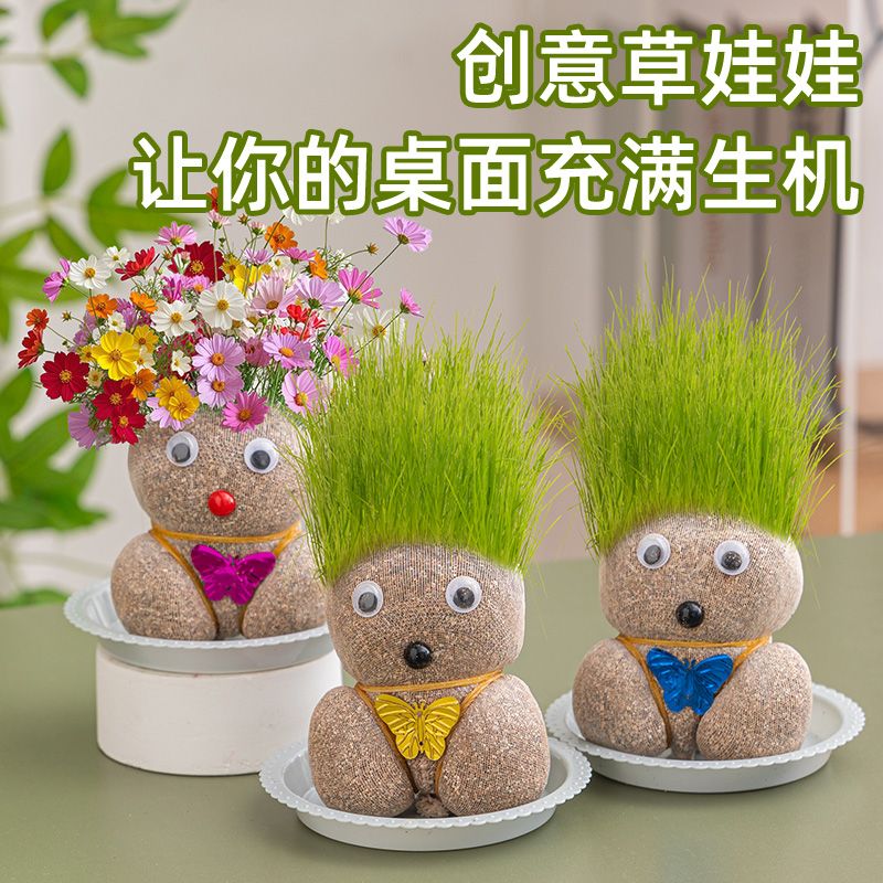草头娃娃小盆栽：办公室绿植新宠，种草必备神器！