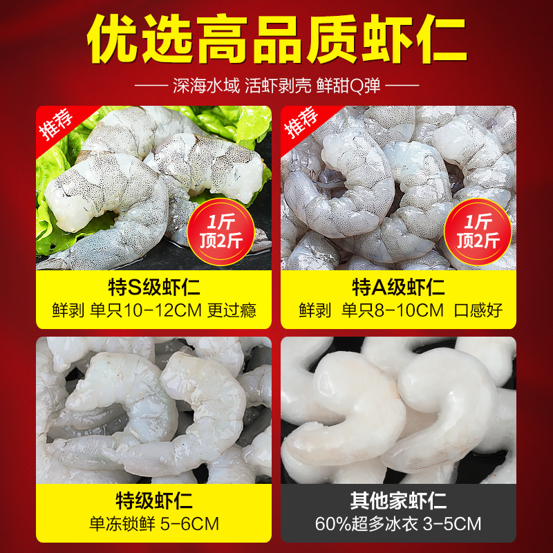 大虾仁鲜冻无冰：解冻即食，鲜活速冻的海鲜盛宴！