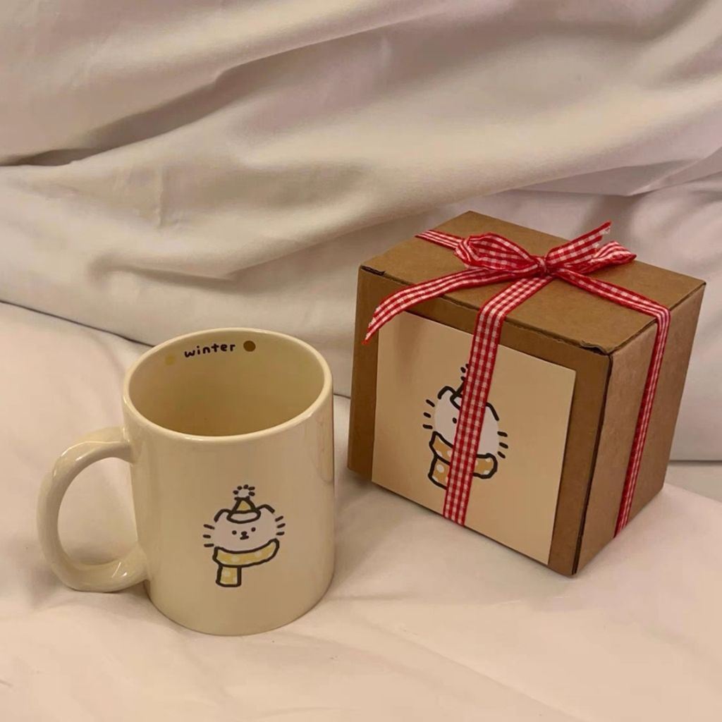 潮流小猫小狗陶瓷杯：INS风卡通情侣早餐杯，萌翻你的早餐时光！