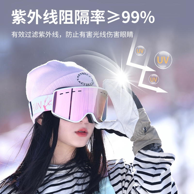 滑雪眼镜新款磁吸滑雪镜登山护目镜可戴近视男女雪地柱面双层防雾，冬季户外运动必备神器！