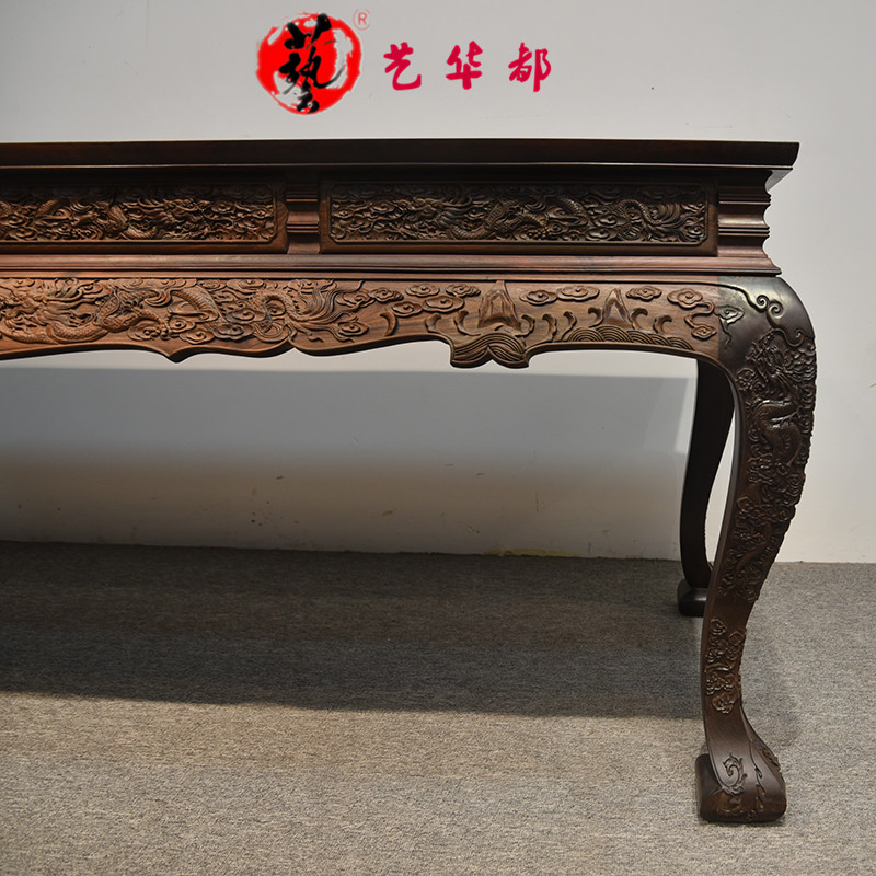 大红酸枝明清古典雕龙画案，书房里的艺术品，你值得拥有！
