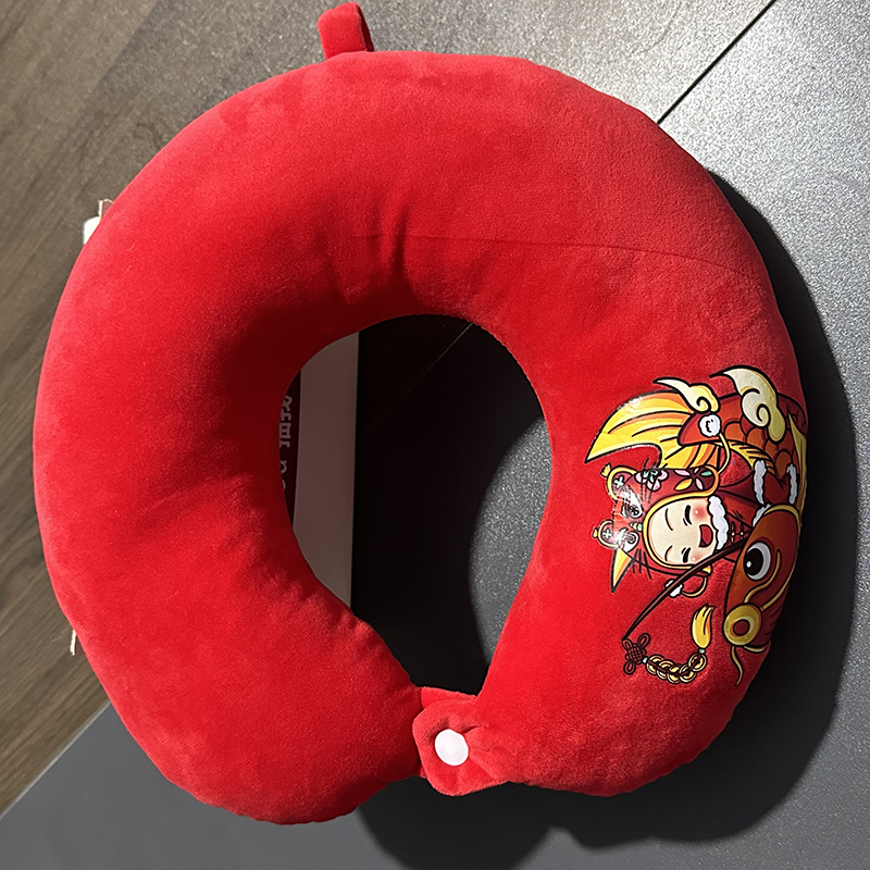 PP棉U型枕旅行枕：水晶绒舒适护颈枕，办公室午睡神器！