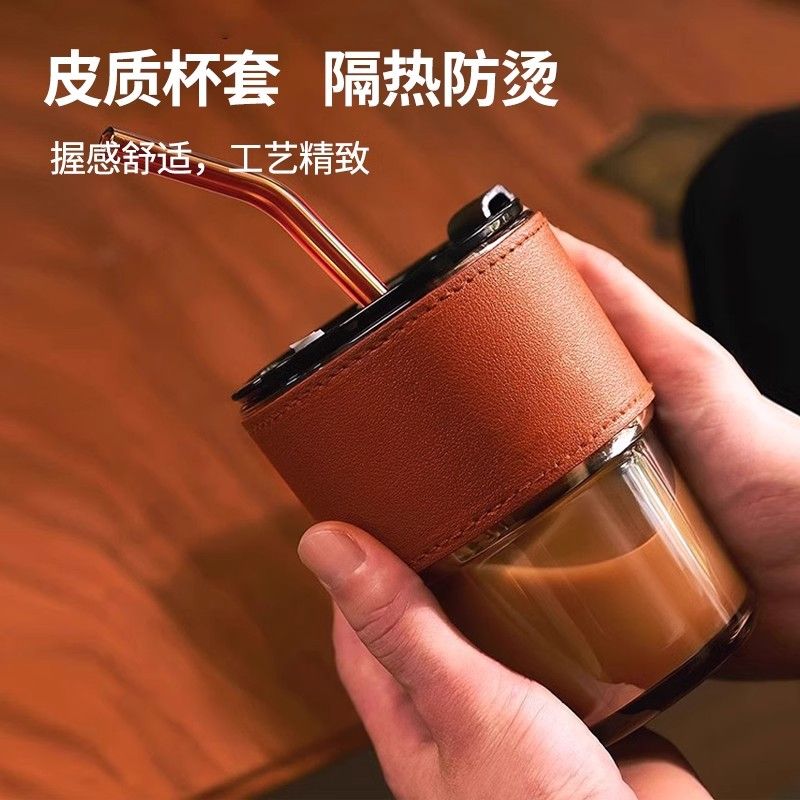 猫可爱限定苹果水杯吸管杯女生高颜值大容量凯蒂双层咖啡杯，让喝水也变成一种享受