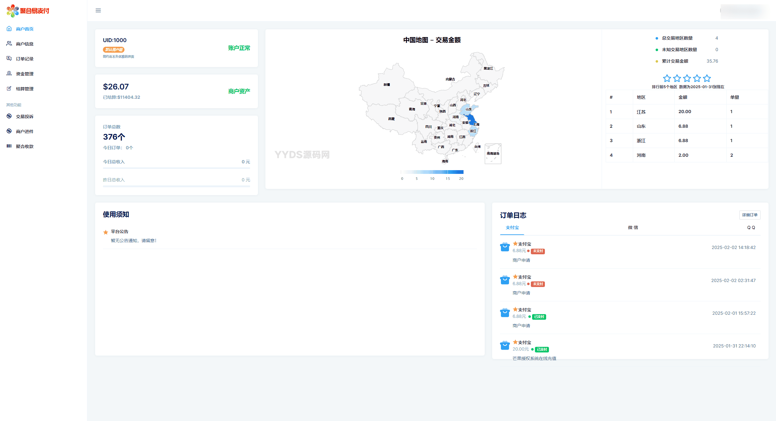 AnDy聚合支付系统 彩虹易支付商业美化版本