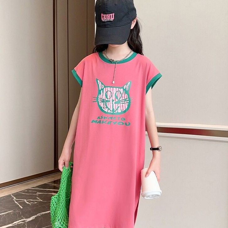 2025新款纯棉女童连衣裙！夏季无袖T恤裙太香了，宝妈必入！