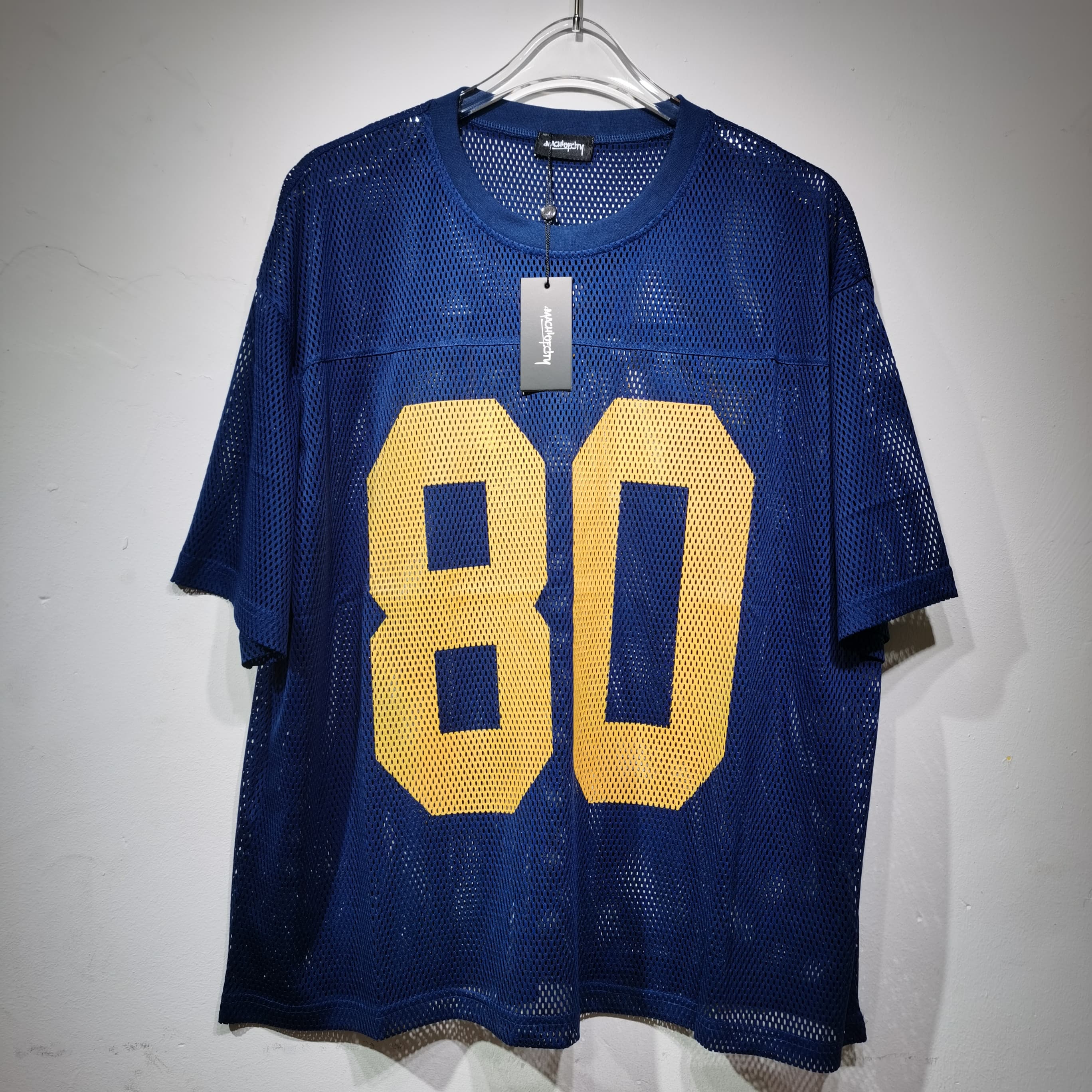 Team Jersey 80镂空网眼橄榄球服数字字母印花Tee男女款T恤，穿出你的球场风采！