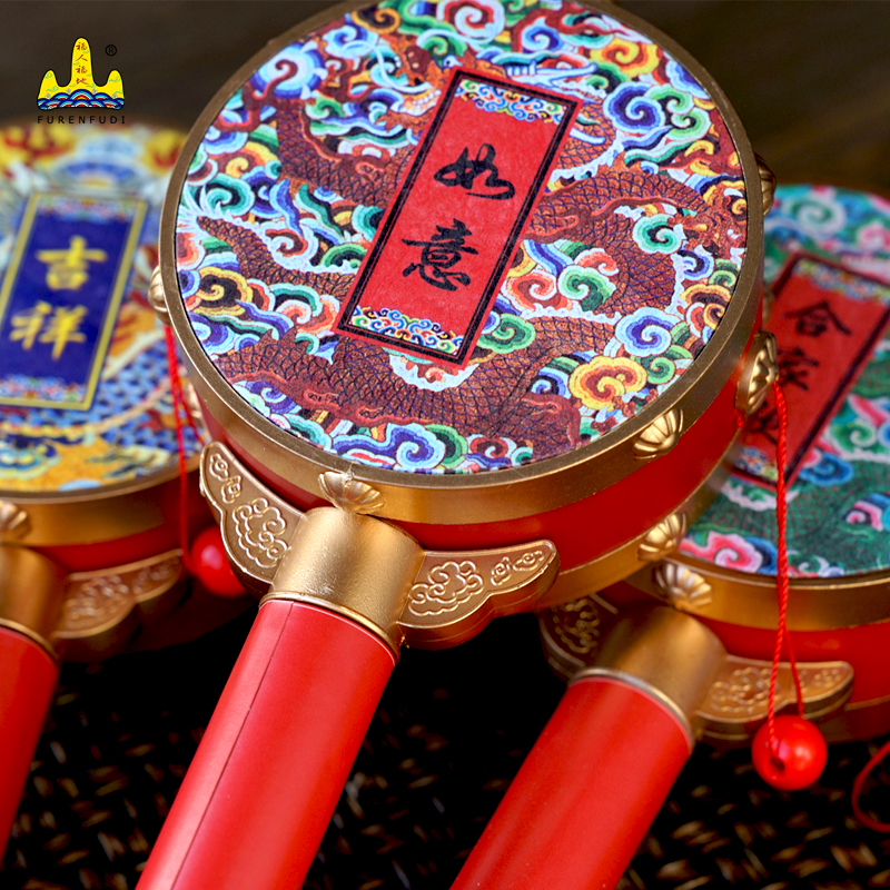 复古萌趣拨浪鼓，宝宝三个月就能玩的智能手摇鼓！