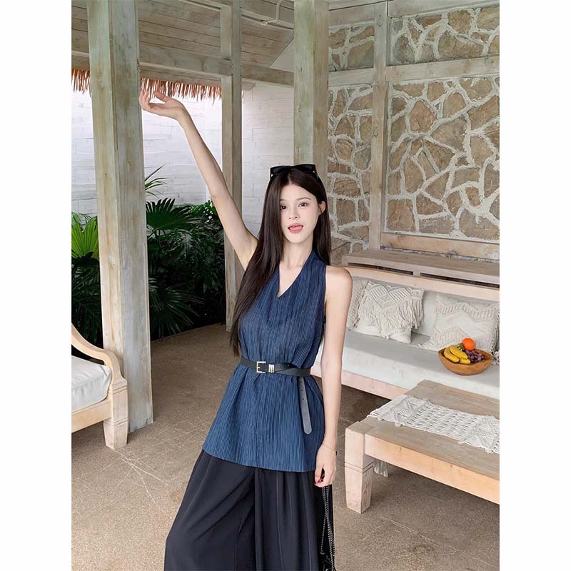 夏日必备！DR御姐无袖马甲上衣+阔腿裤套装，让你瞬间变身气质女神