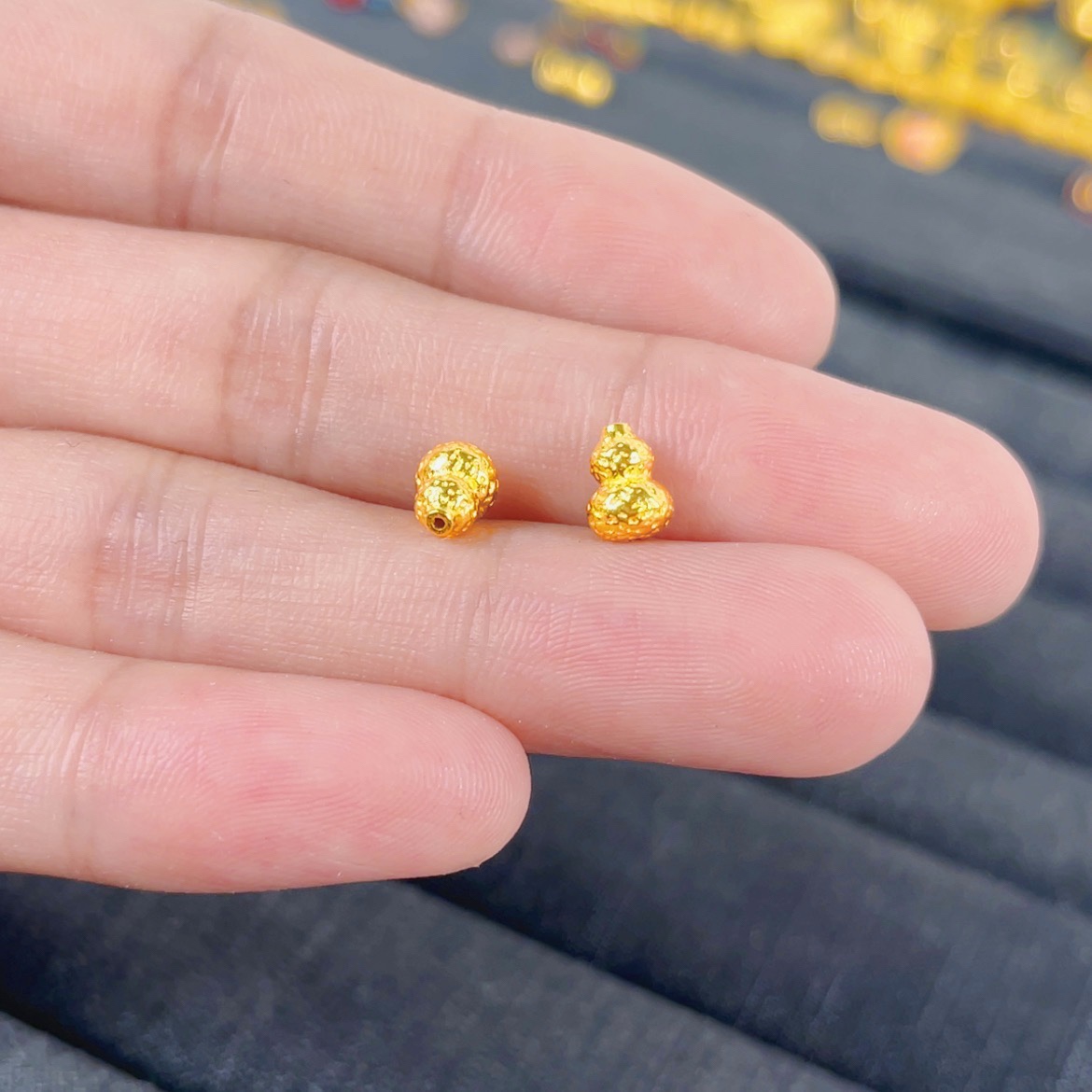 【翠尚缘】999足金DIY小金珠金珠黄金手链两世欢莲蓬转运珠硬金：定制你的幸运符！