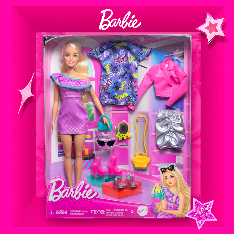 芭比娃娃Barbie：解锁女孩穿搭新玩法，时尚搭配魅力闪亮礼盒！