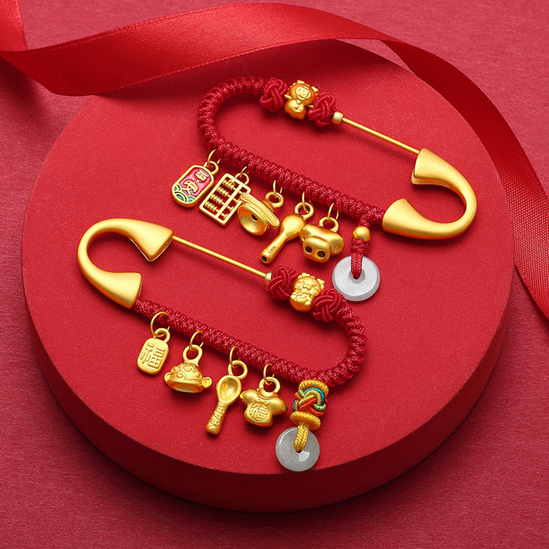 999足金孕妇黄金别针！龙宝宝金别针太绝了！满月压惊礼直接封神！