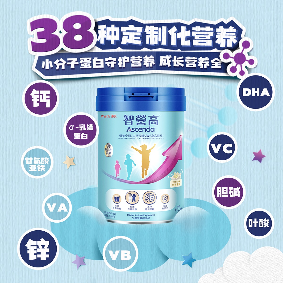 【自营】惠氏火箭罐Ascenda智营高儿童成长奶粉：宝宝成长的黄金搭档，香港进口，无蔗糖更健康！✨