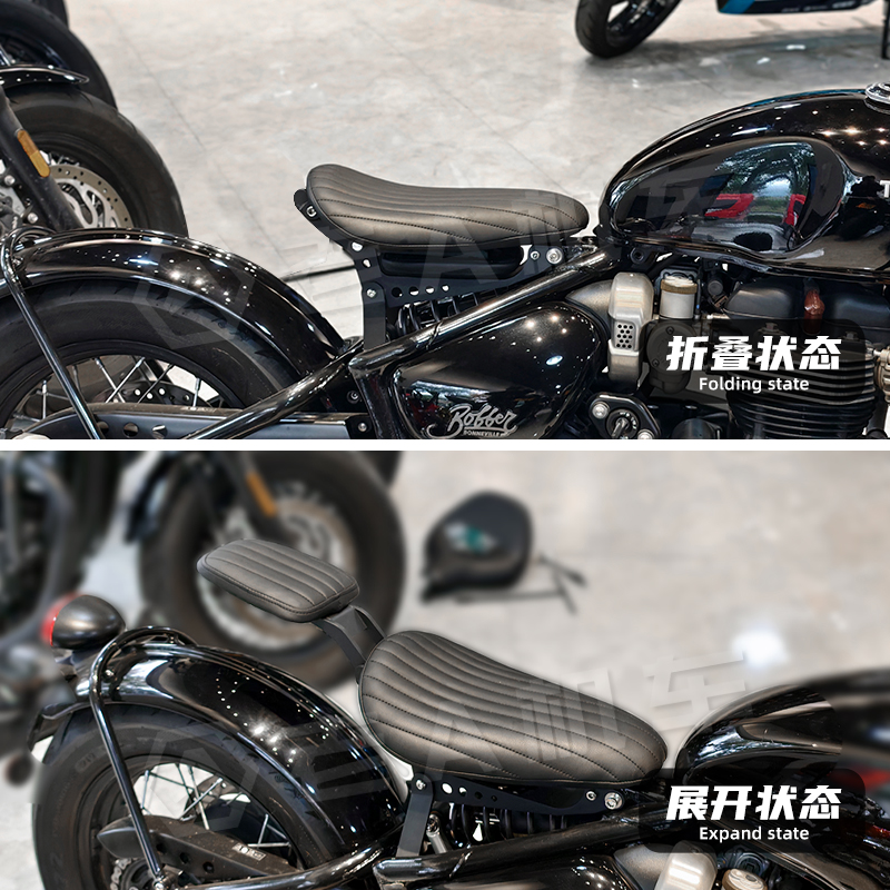 凯旋Bobber摩托车改装大揭秘：折叠坐垫+前后坐垫总成，带你玩转复古骑行新潮流！