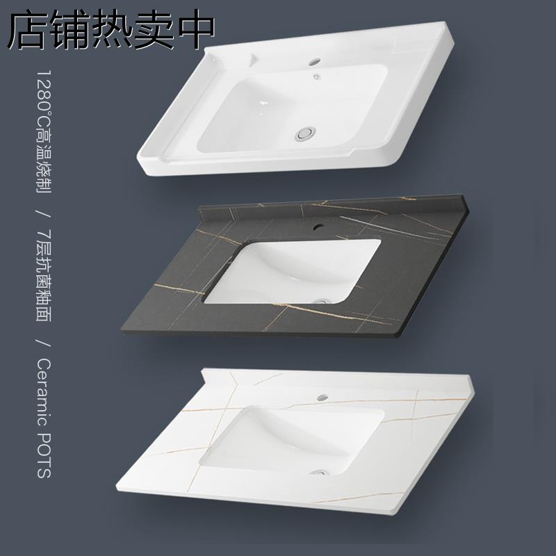 陶瓷挂墙式浴室柜半嵌入式台中单盆一体岩板卫生间洗漱神器，你值得拥有！