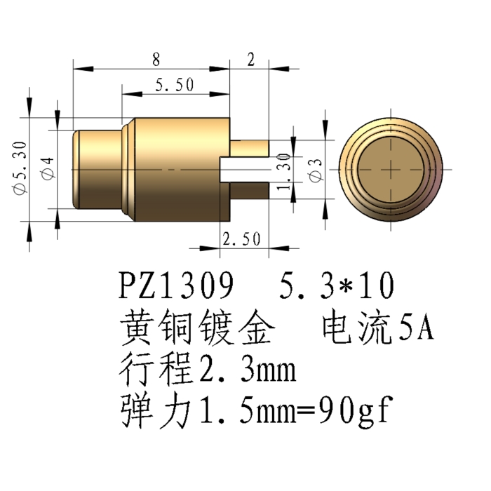 镀金Pogo Pin弹簧顶针充电柱M492：解锁大电流探针的秘密武器！