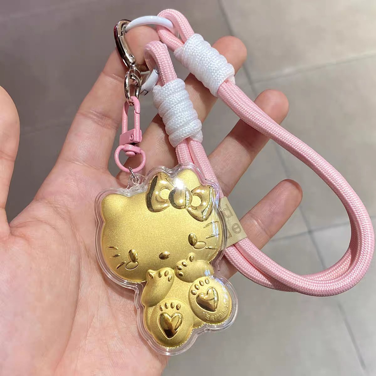 足金999开心汉堡挂件HelloKitty猫粉手机链：萌力全开，解锁你的潮流密码！✨