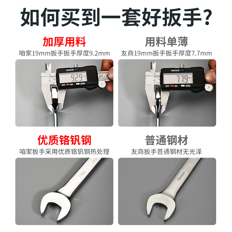 开口扳手工具大全：双头呆扳手搬手镜面17手动叉口扳手五金工具套装，让你的DIY梦想成真！