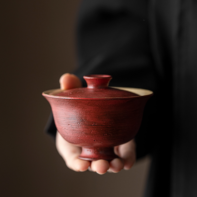 牧渔盖碗景德镇手工粗陶功夫茶具，复古星空元宝马蹄茶碗，海主人茶杯，茶艺新风尚