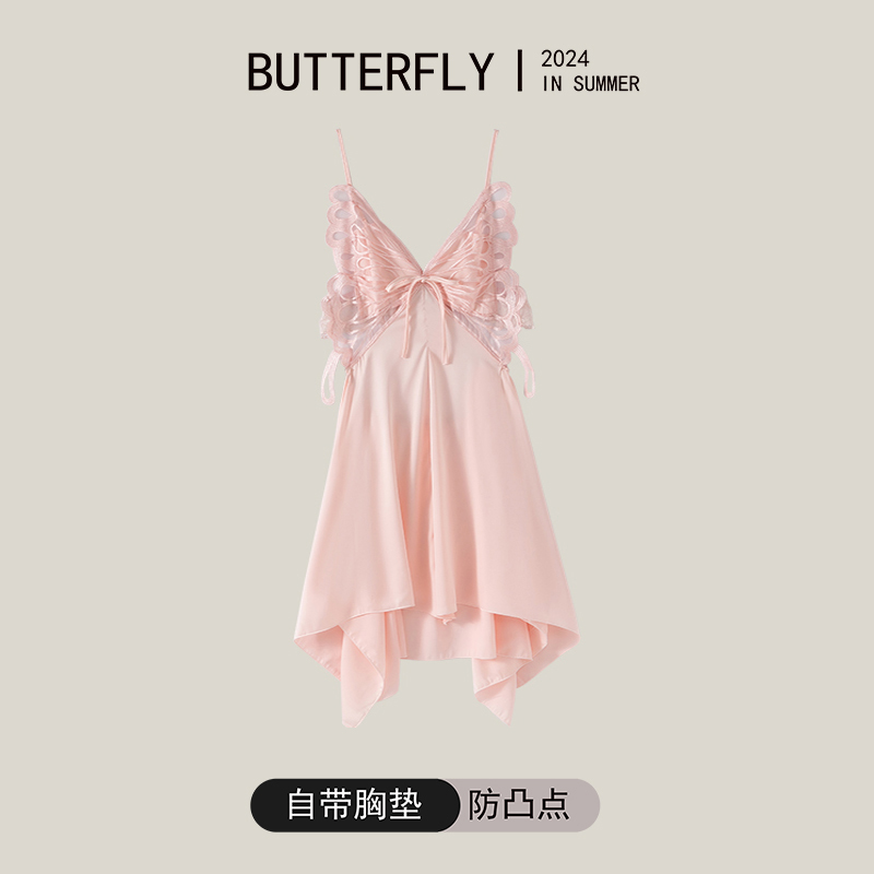 夏日诱惑：A睡衣女夏带胸垫冰丝绸睡裙，让你的夜晚更加性感浪漫
