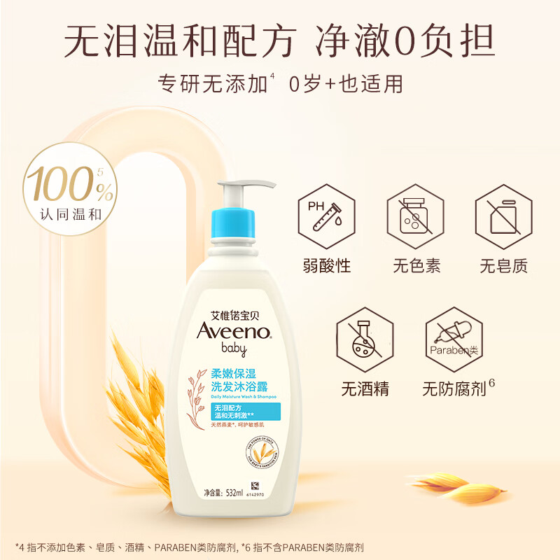 【自营】Aveeno艾惟诺婴儿每日倍护洗发沐浴露：宝宝肌肤的温柔守护者，妈妈放心的选择！