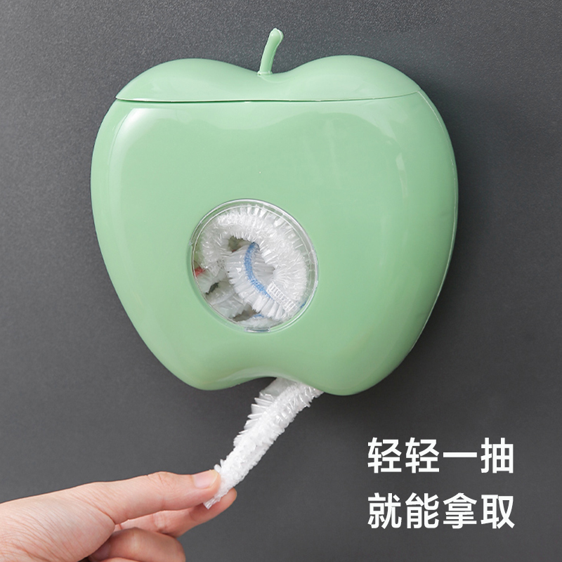 厨房收纳新神器！一次性保鲜膜套收纳盒，壁挂免打孔，轻松抽取保鲜袋罩！